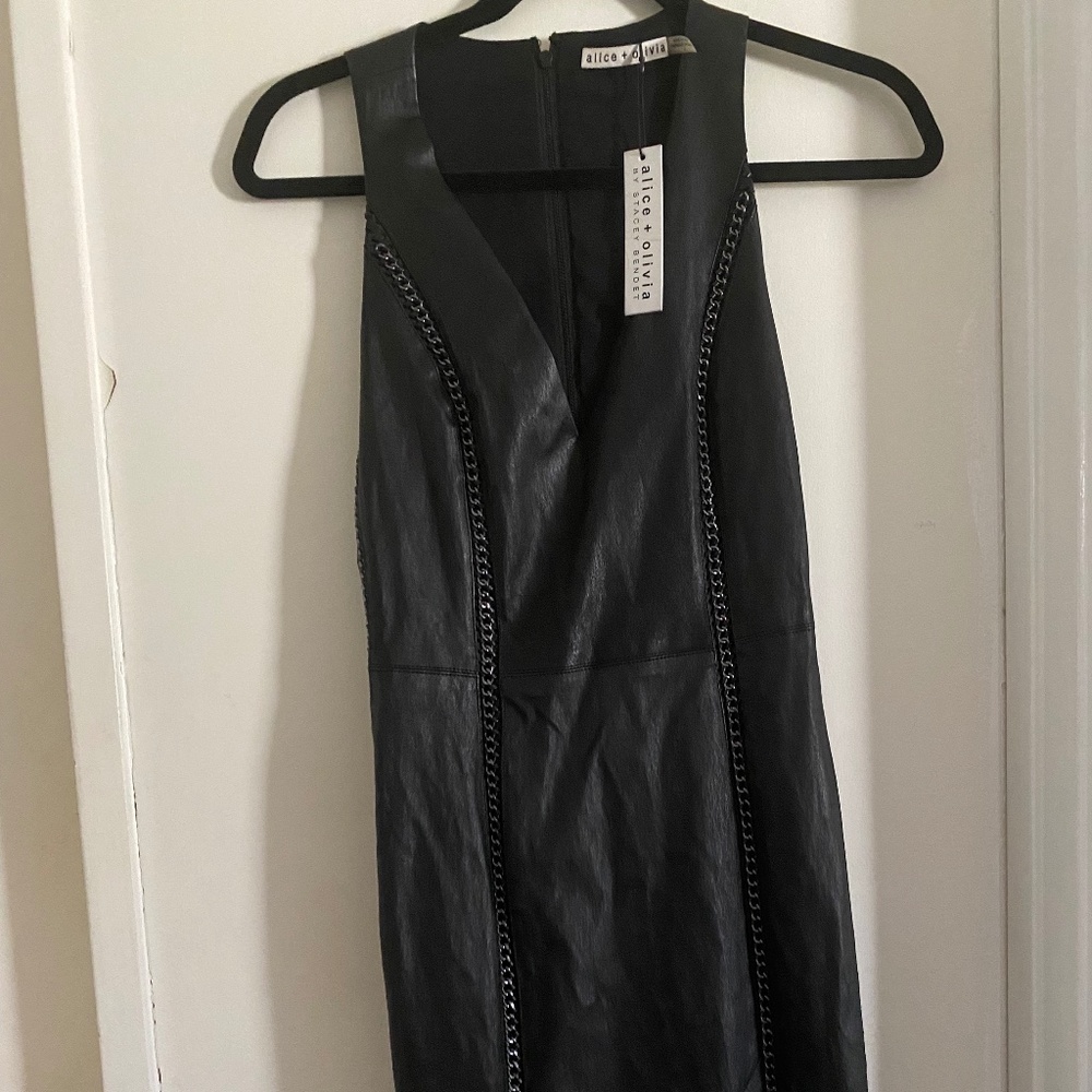 Alice + Olivia leather sheath dress
